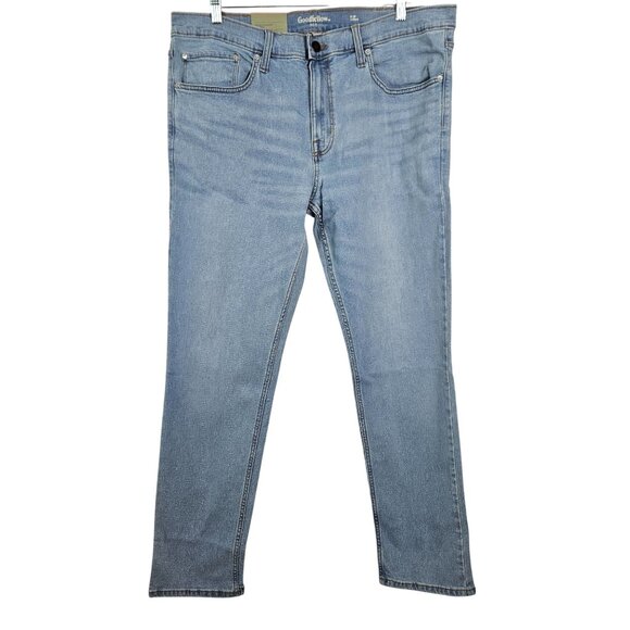 Goodfellow & Co Mens Straight Slim Fit Bllue Jeans W40 x L32 Light Wash Denim - Picture 3 of 10